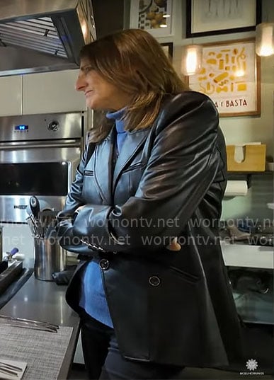 Jill Schlesinger's leather blazer on CBS Mornings