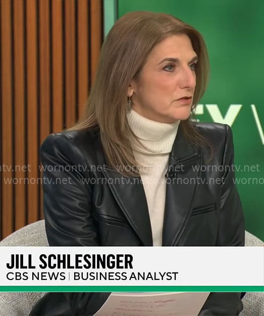 Jill Schlesinger's leather blazer on CBS Mornings