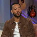 John Legend’s brown suede jacket on The Kelly Clarkson Show