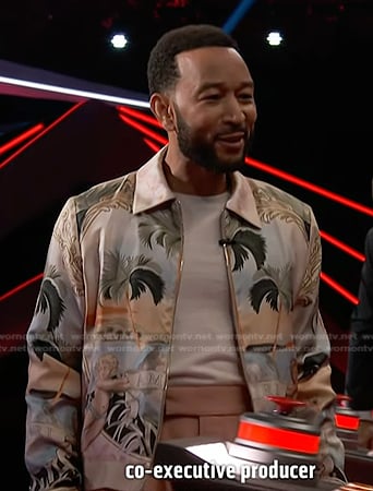 John Legend’s pink graphic print bomber jacket on The Voice