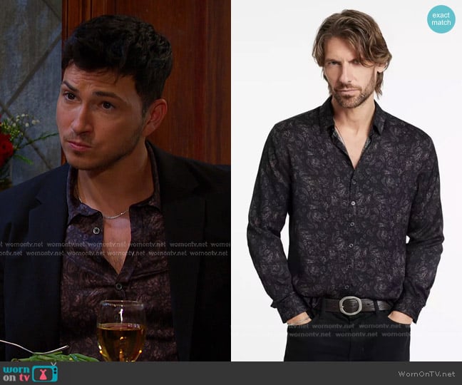 John Varvatos Bucks Shirt in Mauvewood worn by Alexander Kiriakis (Robert Scott Wilson) on Days of our Lives