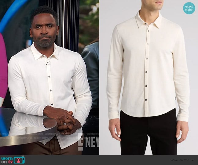 John Varvatos Dunford Jacquard Button-Up Shirt worn by Justin Sylvester on E! News