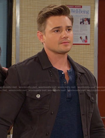 Johhny’s blue henley shirt and black trucker jacket on Days of our Lives