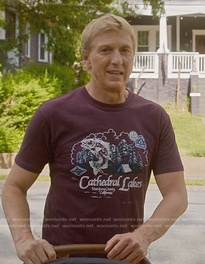 Johnny's Cathedral Lakes graphic tee on Cobra Kai