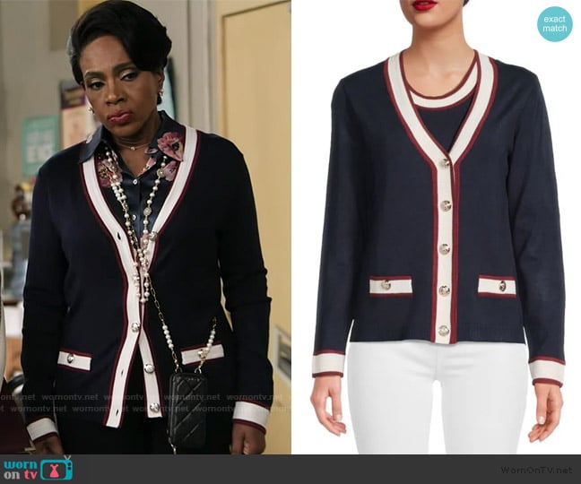 Joseph A Novelty Tipped Cardigan worn by Barbara Howard (Sheryl Lee Ralph) on Abbott Elementary