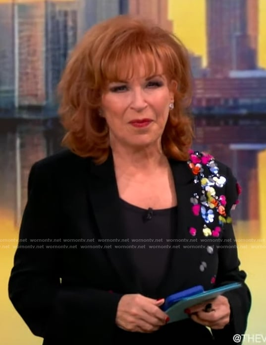 Joy’s black floral sequin blazer on The View