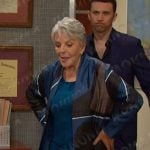 Julie’s teal blue print jacket on Days of our Lives