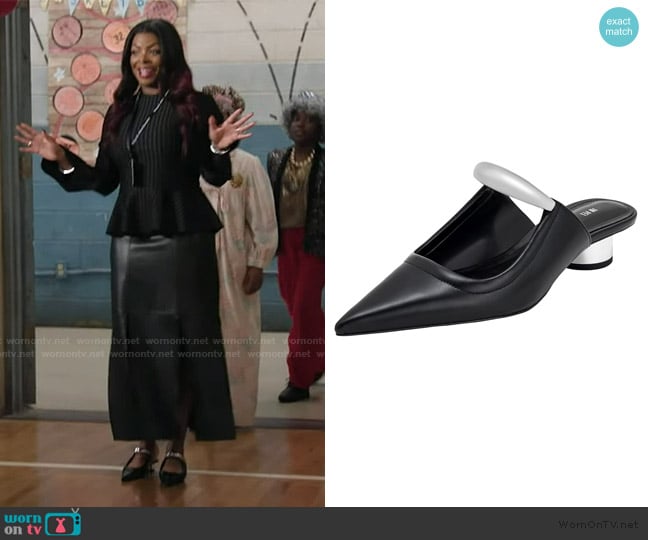 JW Pei Helena Pierced Mules worn by Ava Coleman (Janelle James) on Abbott Elementary