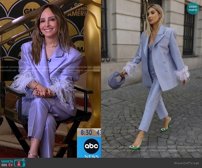 Kaoa Oversized Blazer with Feathers and Structured Pants worn by Lilliana Vazquez on Good Morning America