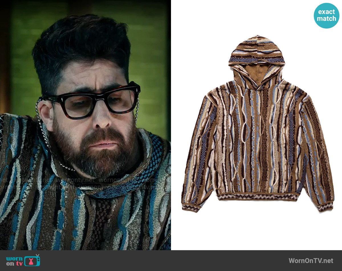 Kapital 7G Knit GAUDY Hood Sweater - Gold Brown worn by Harry Keshegian (Adam Goldberg) on The Equalizer