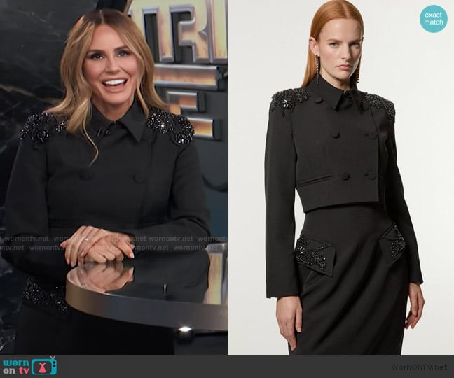 Karen Millen Crystal Embellished Tailored Double Breast Jacket worn by Keltie Knight on E! News