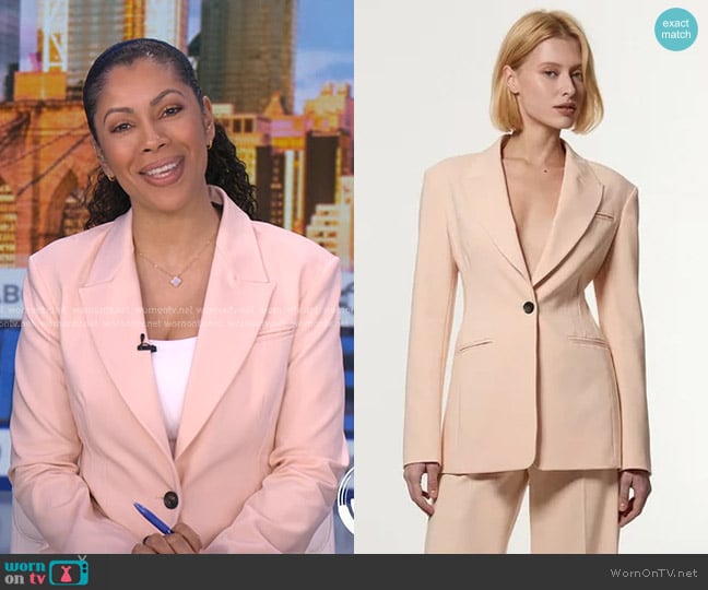 Karen Millen Polished Viscose Tailored Single Breasted Jacket worn by Shirleen Allicot on Good Morning America