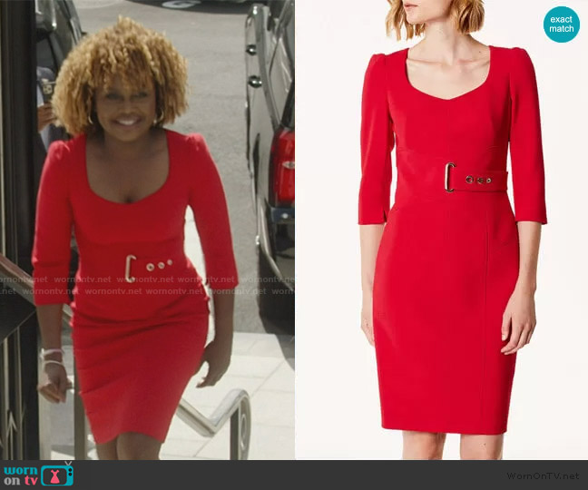 Karen Millen Corsetry Waist Pencil Dress worn by Karine Jean-Pierre on The Real Housewives of Potomac