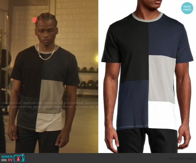 Karl Lagerfeld  Colorblock Pima Cotton Tee worn by Khalil Edwards (Antonio J. Bell) on All American