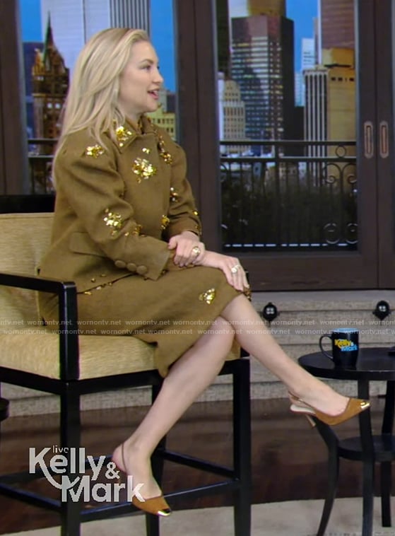 Kate Hudson's embellished jacket and skirt on Live with Kelly and Mark