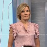Kate Snow’s pink ruffle sleeve top on NBC News Daily