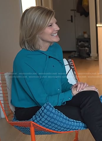 Kate’s teal criss cross blouse on NBC News Daily