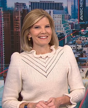 Kate's white ruffle pointelle sweater on NBC News Daily