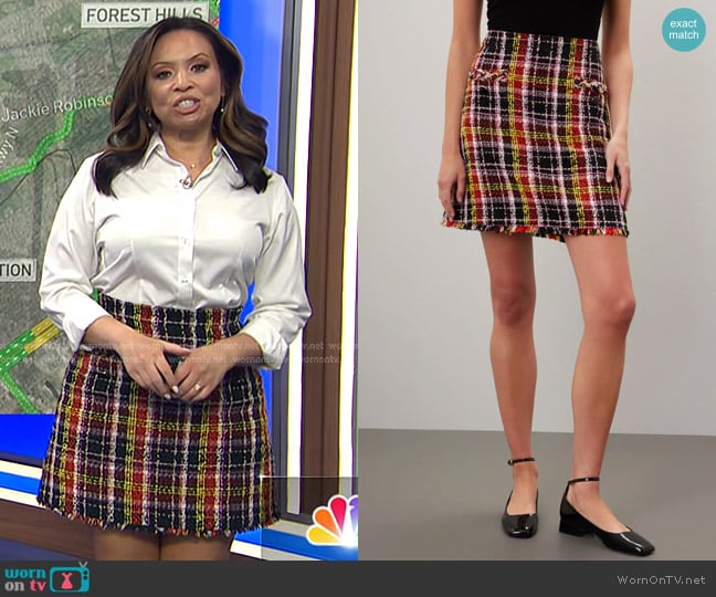 Kate Spade Art Plaid Tweed Skirt worn by Adelle Caballero on Today