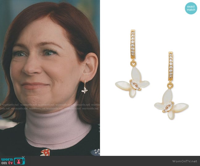 Kate Spade Social Butterfly Huggies Earrings worn by Elsbeth Tascioni (Carrie Preston) on Elsbeth