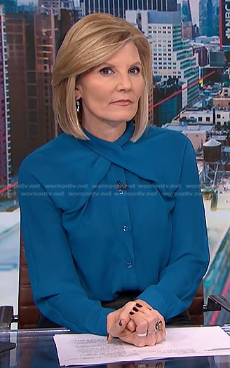 Kate's teal criss cross blouse on NBC News Daily