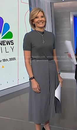 Kate's grey pleated wrap skirt on NBC News Daily