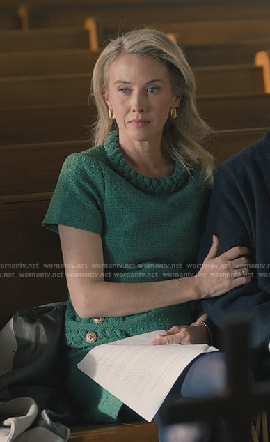 Kathy's green tweed knit dress on Sweet Magnolias