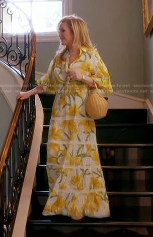 Kathy’s floral blouse and maxi skirt on The Real Housewives of Beverly Hills