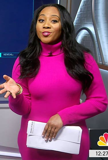 Kay's pink turtleneck sweater dress on NBC News Daily