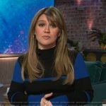 Kelly’s blue colorblock stripe sweater on The Kelly Clarkson Show