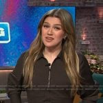 Kelly’s brown belted jumpsuit on The Kelly Clarkson Show