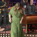 Kelly’s green drape dress on The Kelly Clarkson Show