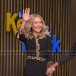 Kelly’s black dress with leopard trim on Live with Kelly and Ryan