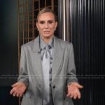 Keltie’s gray stripe satin blazer and pants on E! News