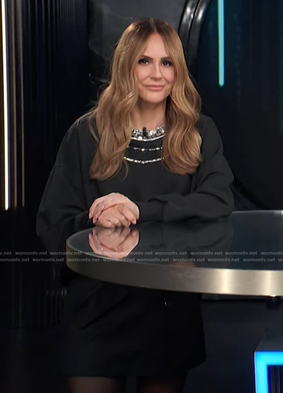 Keltie’s black embellished sweater on E! News