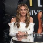 Keltie’s white off the shoulder mini dress on E! News