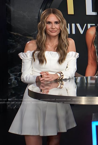 Keltie's white off the shoulder mini dress on E! News