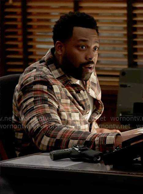 Kevin's plaid patchwork shirt on Chicago PD