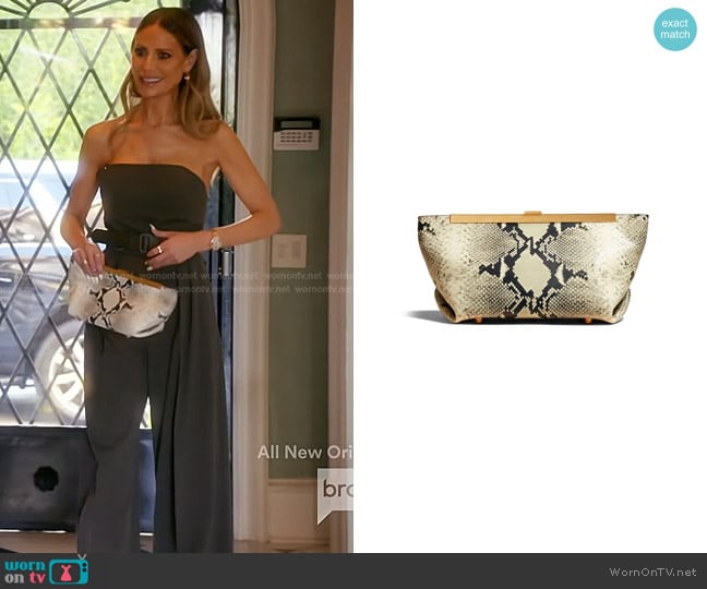 Khaite The Aimee Python-effect clutch Bag worn by Dorit Kemsley on The Real Housewives of Beverly Hills