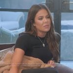 Khloe’s black tee and leggings on The Kardashians