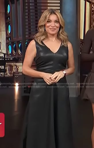 Kit's black v-neck leather dress on Access Hollywood