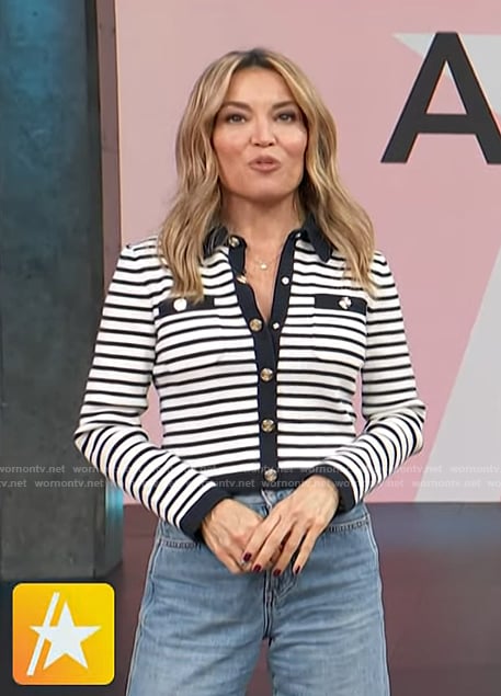 Kit's striped cardigan on Access Hollywood