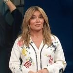 Kit’s white animal embroidered cardigan on Access Hollywood