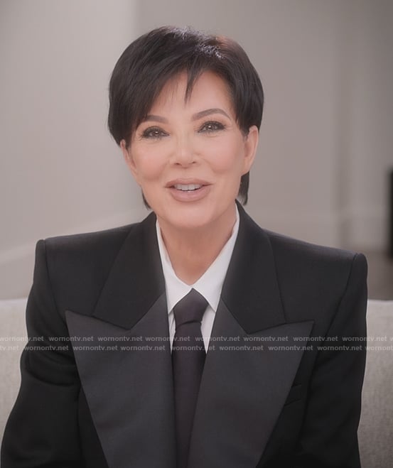 Kris's black confessional blazer on The Kardashians