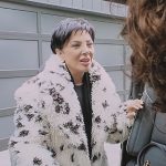 Kris’s white printed fur coat on The Kardashians