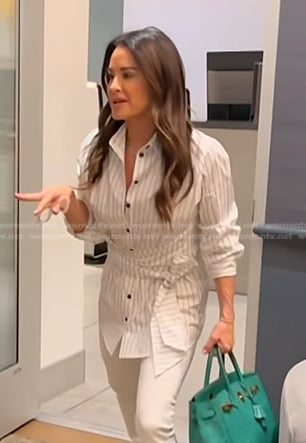 Kyle's white striped shirt on The Real Housewives of Beverly Hills