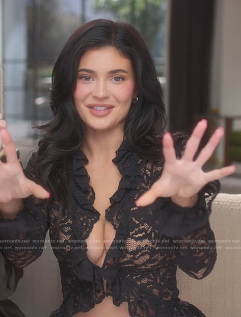 Kylie's black lace confessional top on The Kardashians