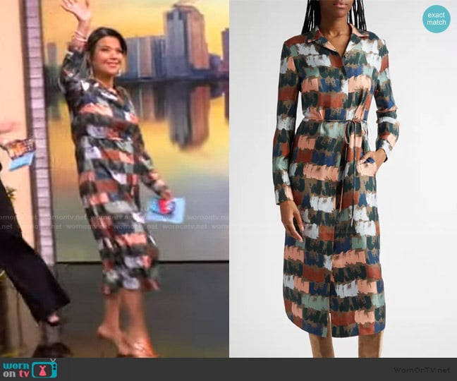 Lafayette 148 New York Painter's Palette Print Long Sleeve Silk Shirtdress worn by Ana Navarro on The View