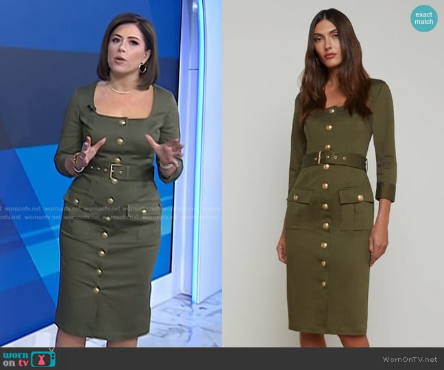 L'Agence Bordeaux Dress in Ivy Green worn by Chloe Melas on Today