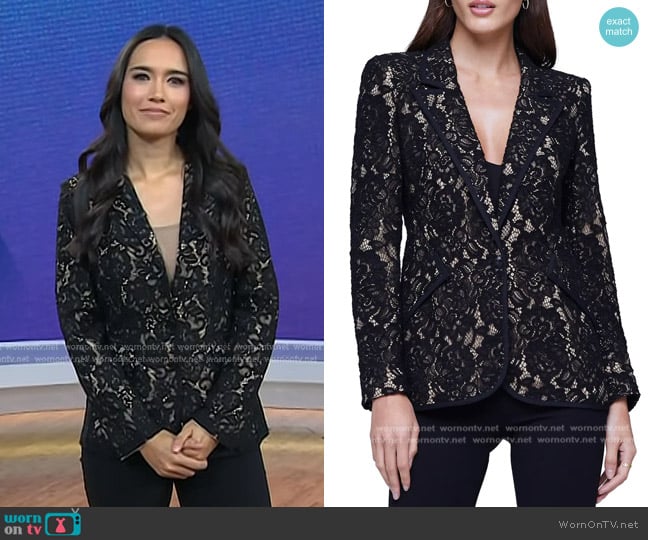 L'Agence Chamberlain Lace Blazer worn by Emilie Ikeda on Today